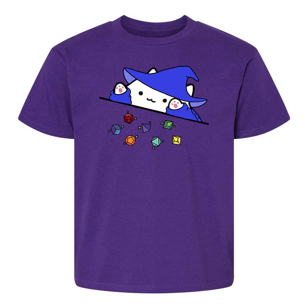 Cat Throws Dices Kids T-Shirt - Purple - 11