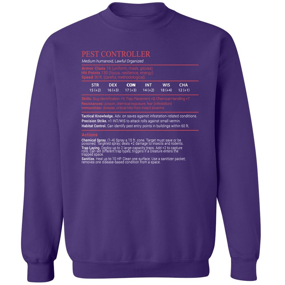 Pest Controller Stats Block - Purple - 11