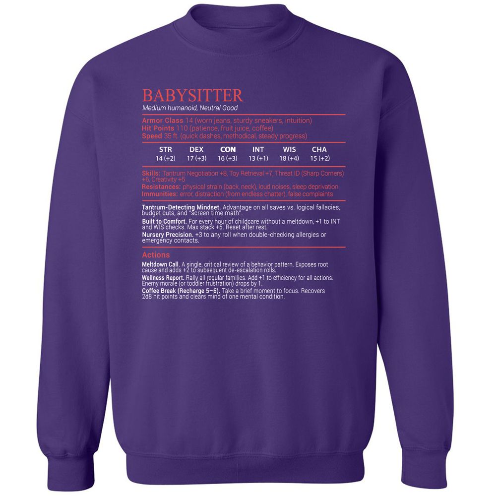 Baby Sitter Stats Block - Purple - 11