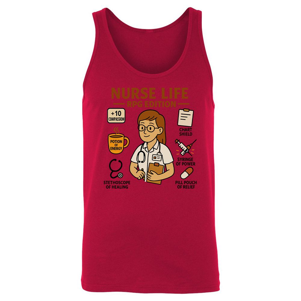 Nurse Life RPG Edition Unisex Jersey Tank - Red - 11