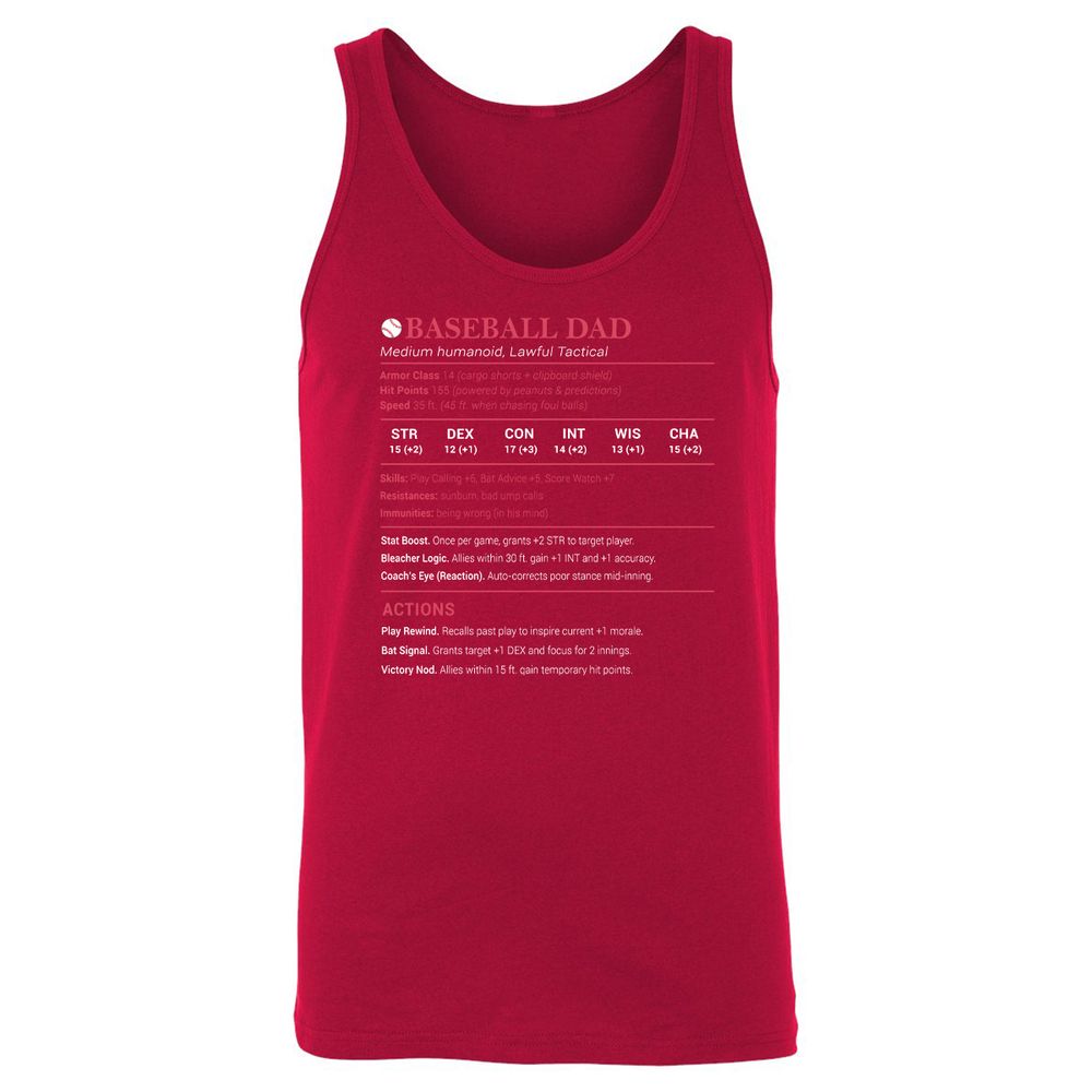 Baseball Dad Unisex Jersey Tank - Red - 11