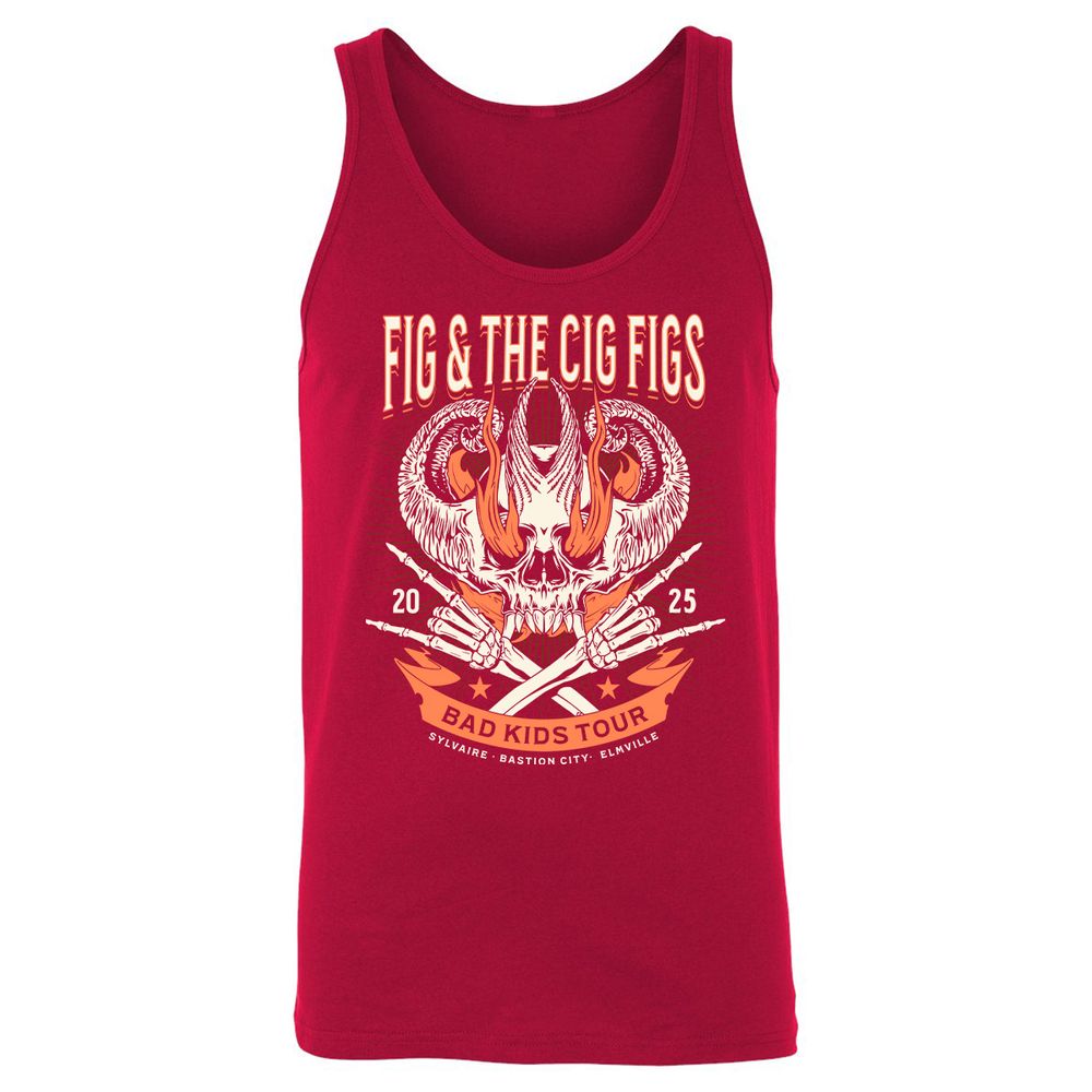 Fig and the Cig Figs, Dimension 20 Unisex Jersey Tank - Red - 11