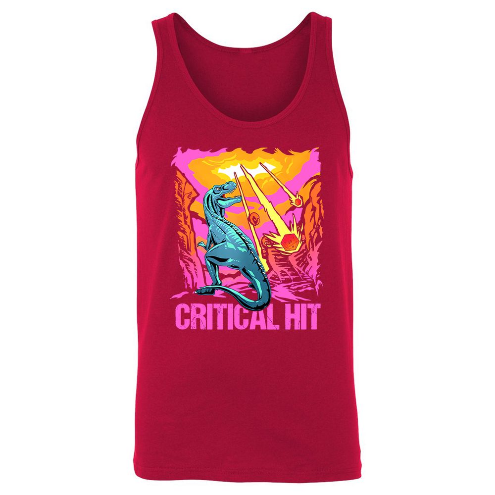 Dinosaur Critical Hit Unisex Jersey Tank - Red - 11