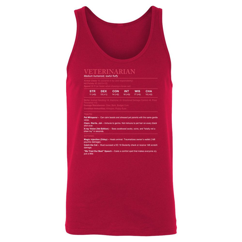 Veterinarian Stats Unisex Jersey Tank - Red - 11