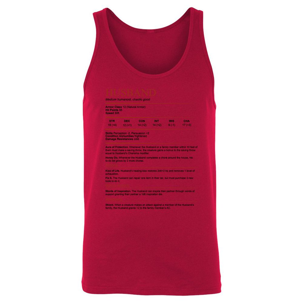 Husband White Unisex Jersey Tank - Red - 11