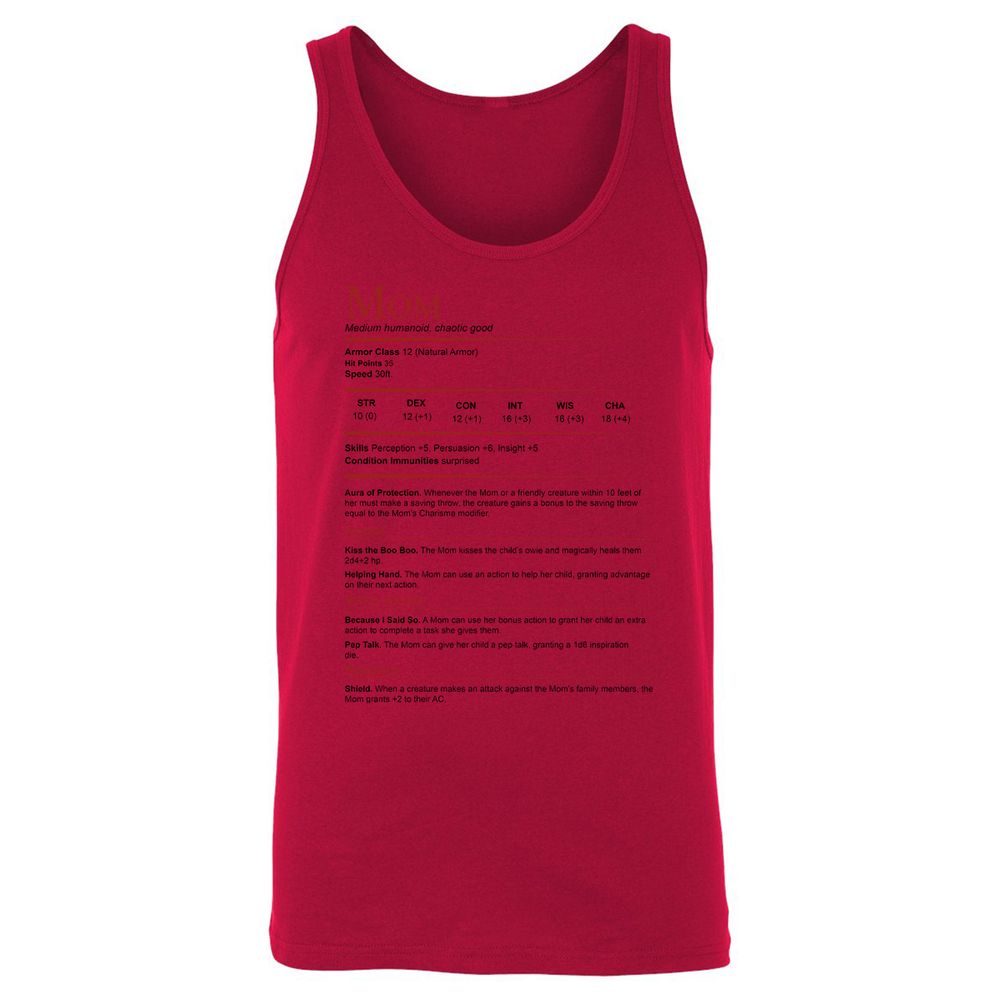 Mom Stats Unisex Jersey Tank - Red - 11