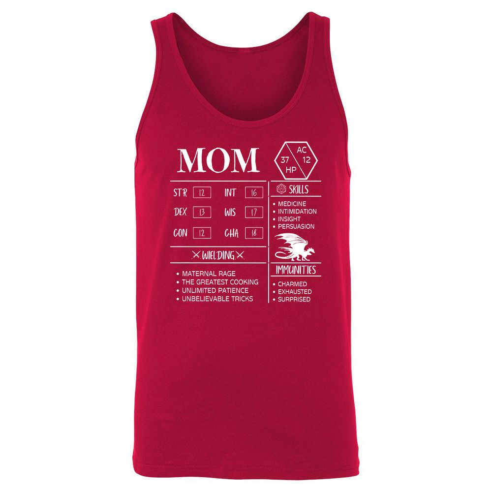 Mom Stats 2 Unisex Jersey Tank - Red - 11