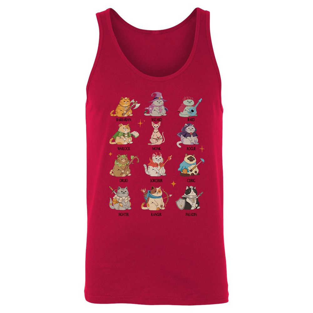 Dungeons And Cats Unisex Jersey Tank - Red - 11