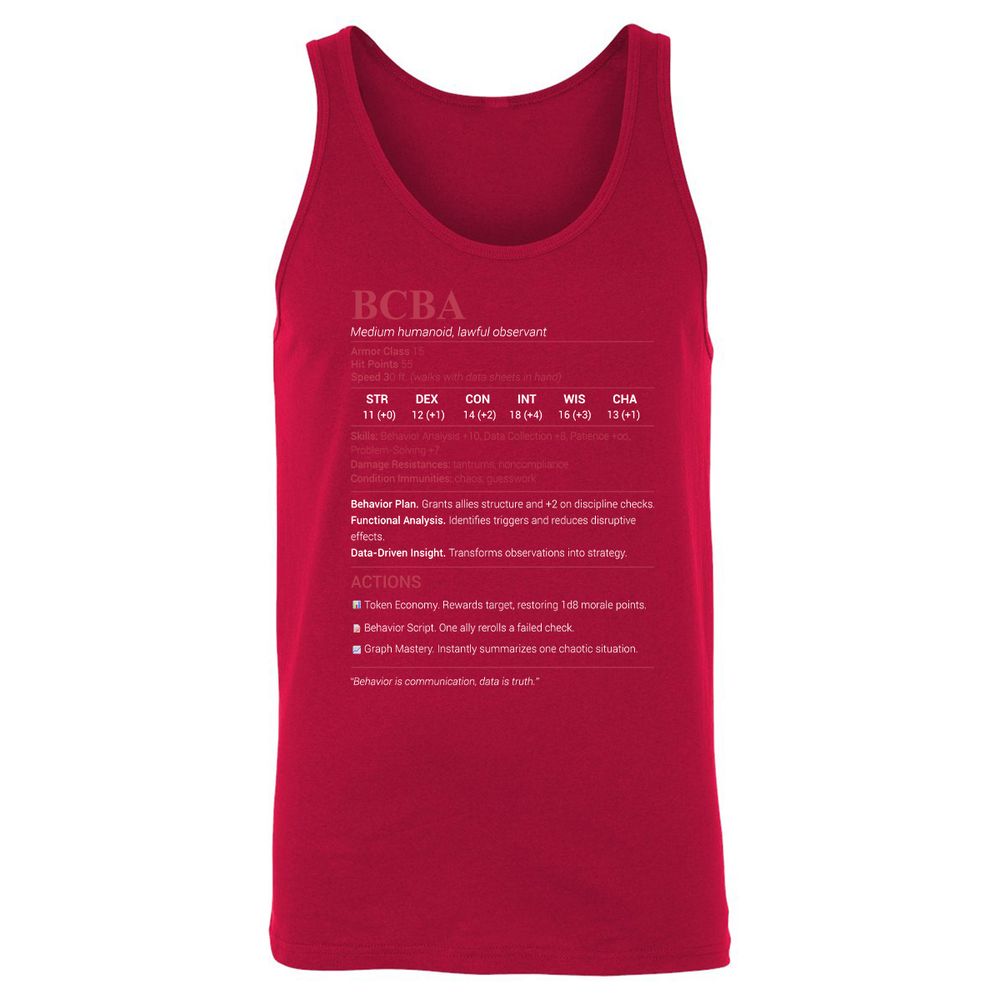 BCBA Unisex Jersey Tank - Red - 11