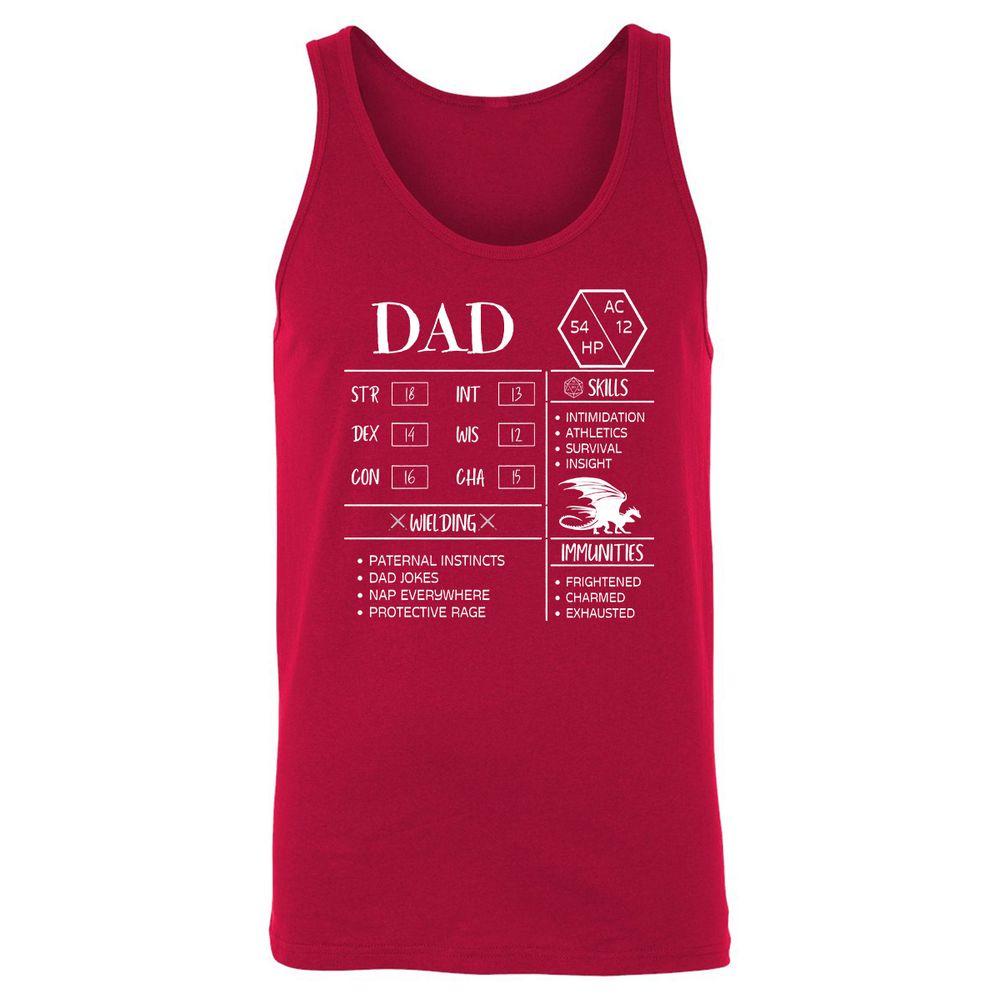 Dad Stats 2 Unisex Jersey Tank - Red - 11