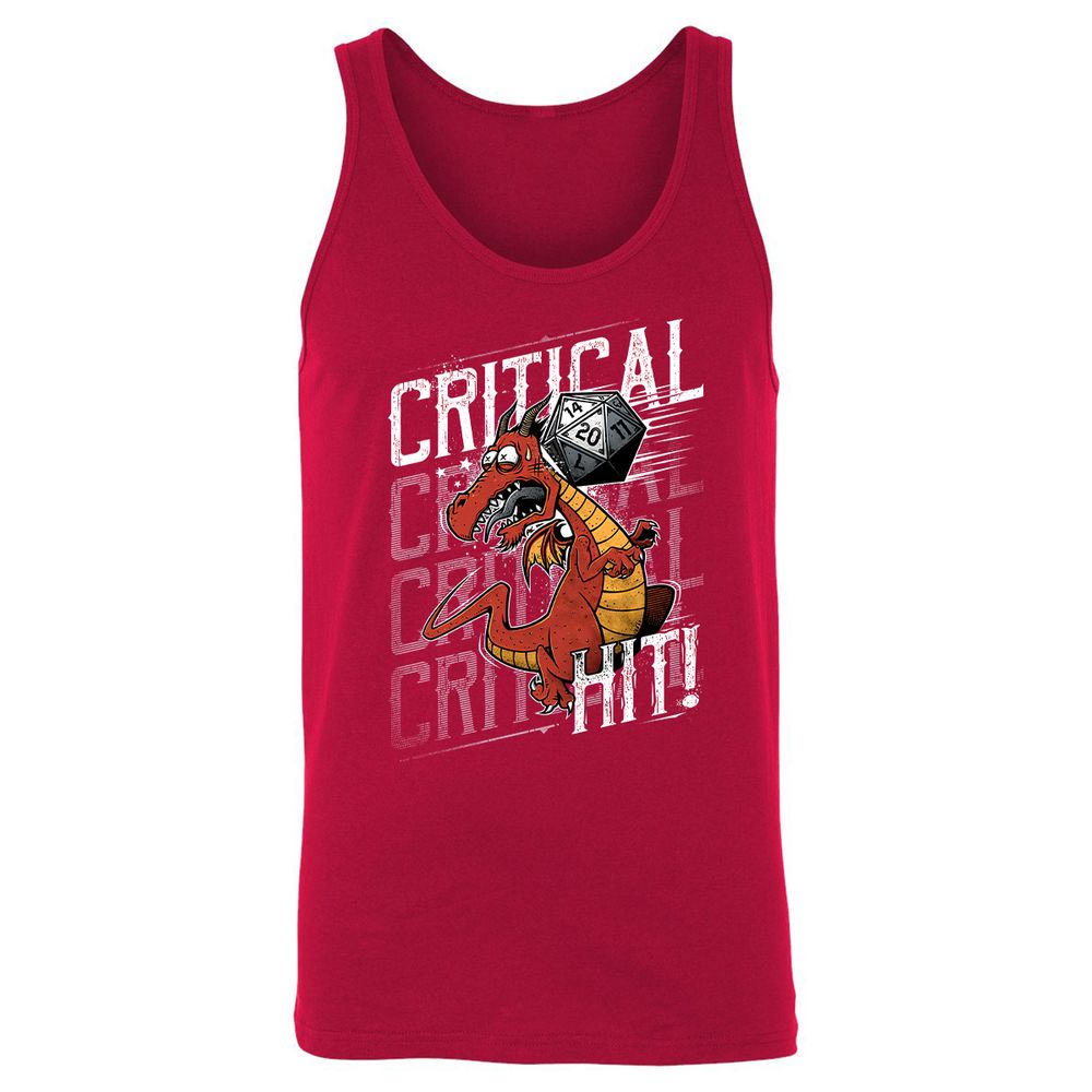 Funny Dragon Critical Hit Unisex Jersey Tank - Red - 11
