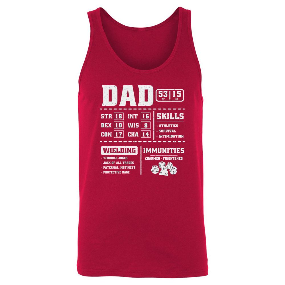 Dad Stat Block 2 Unisex Jersey Tank - Red - 11