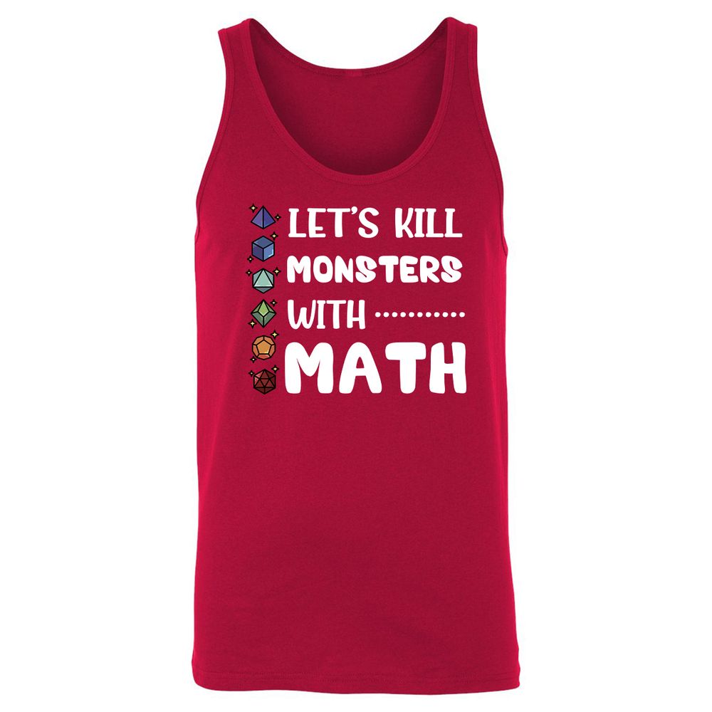 Let's Kill Monsters With Math Unisex Jersey Tank - Red - 11