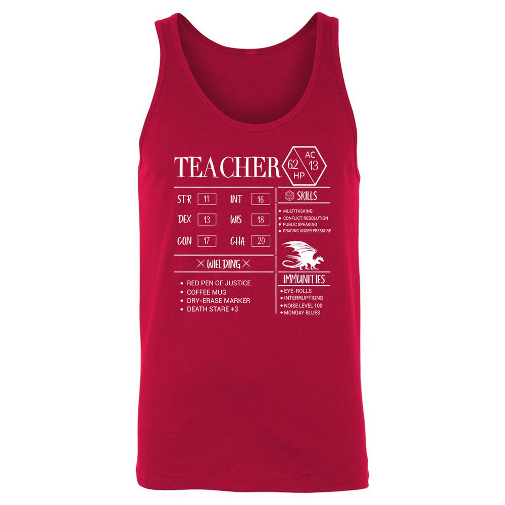 Teacher New Unisex Jersey Tank - Red - 11