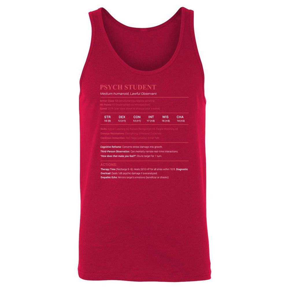 Psych Student Unisex Jersey Tank - Red - 11