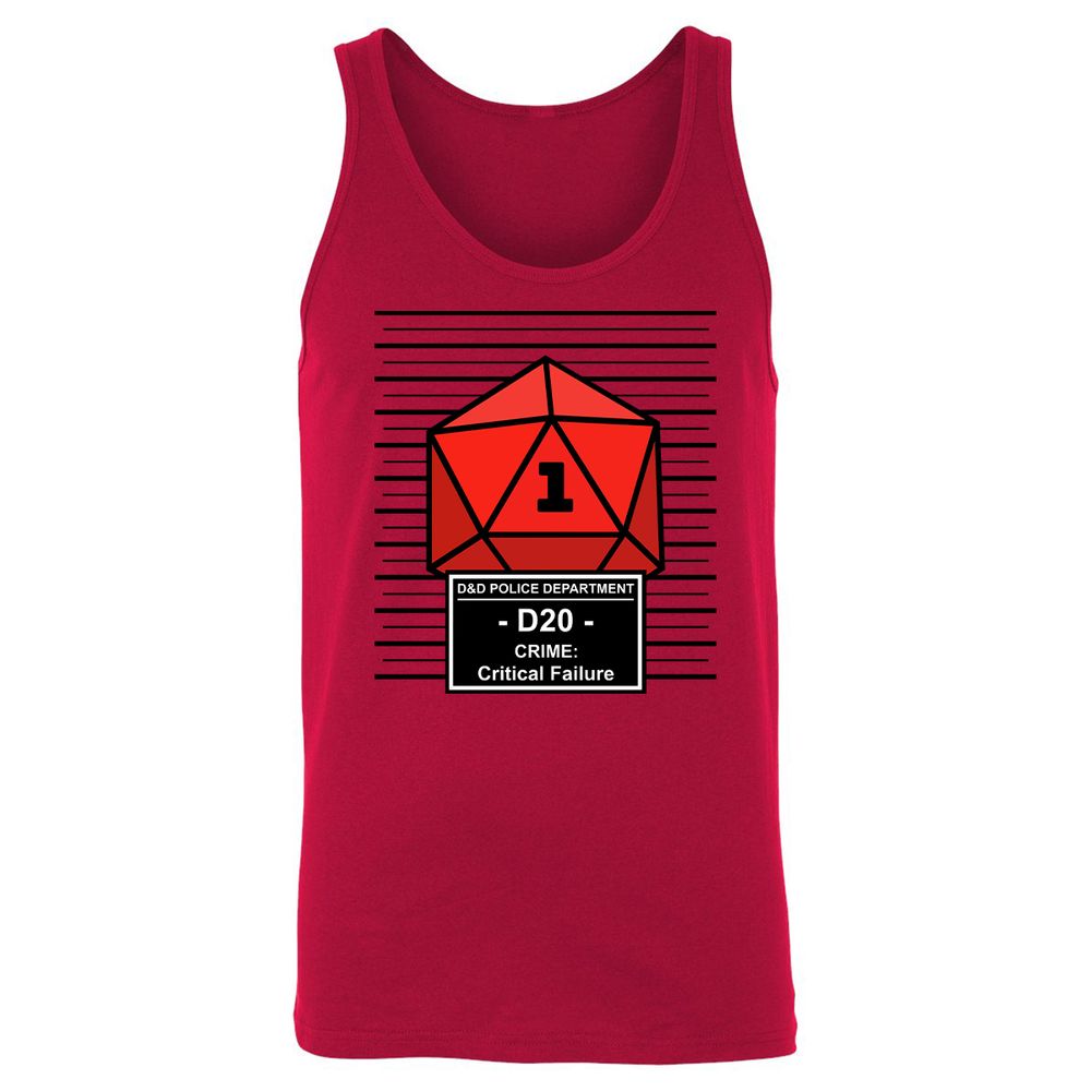 D20 Arrested For Critical Failure Unisex Jersey Tank - Red - 11