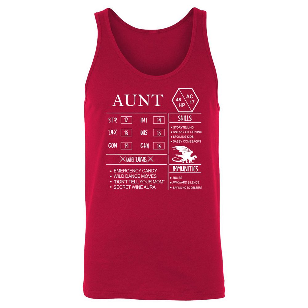 Aunt Stats Unisex Jersey Tank - Red - 11