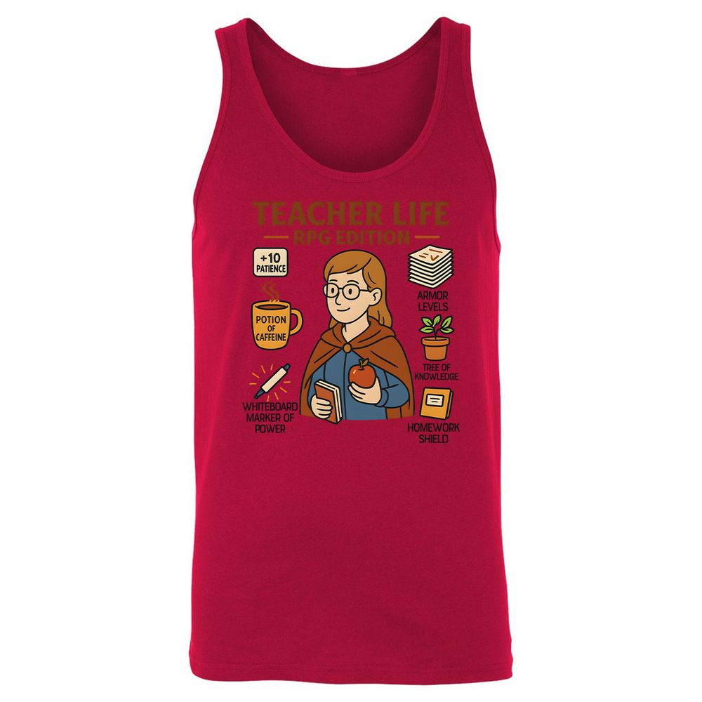 Teacher Life RPG Edition Unisex Jersey Tank - Red - 11