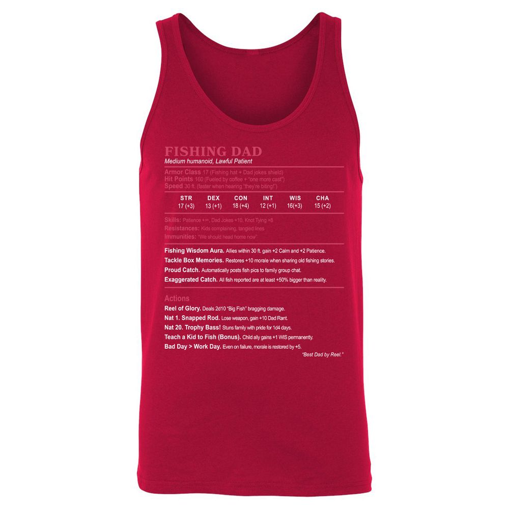 FISHING DAD Unisex Jersey Tank - Red - 11