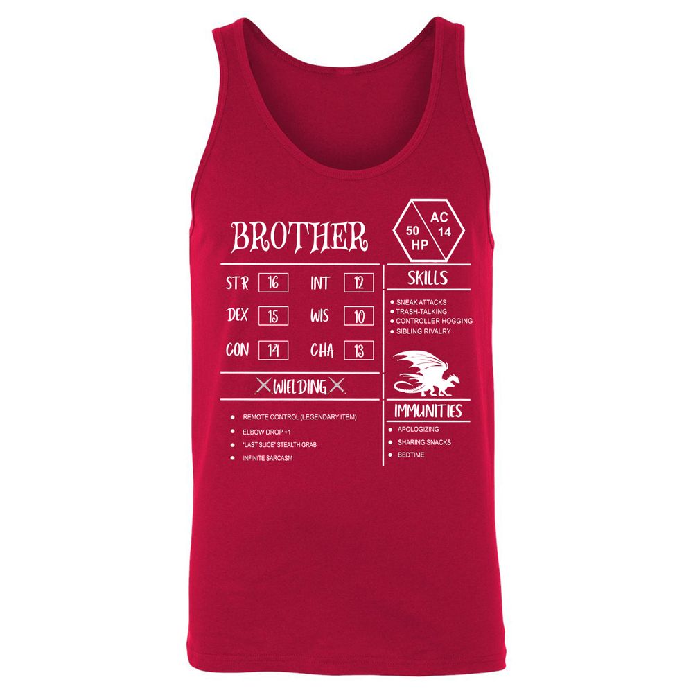 Brother Stats Unisex Jersey Tank - Red - 11