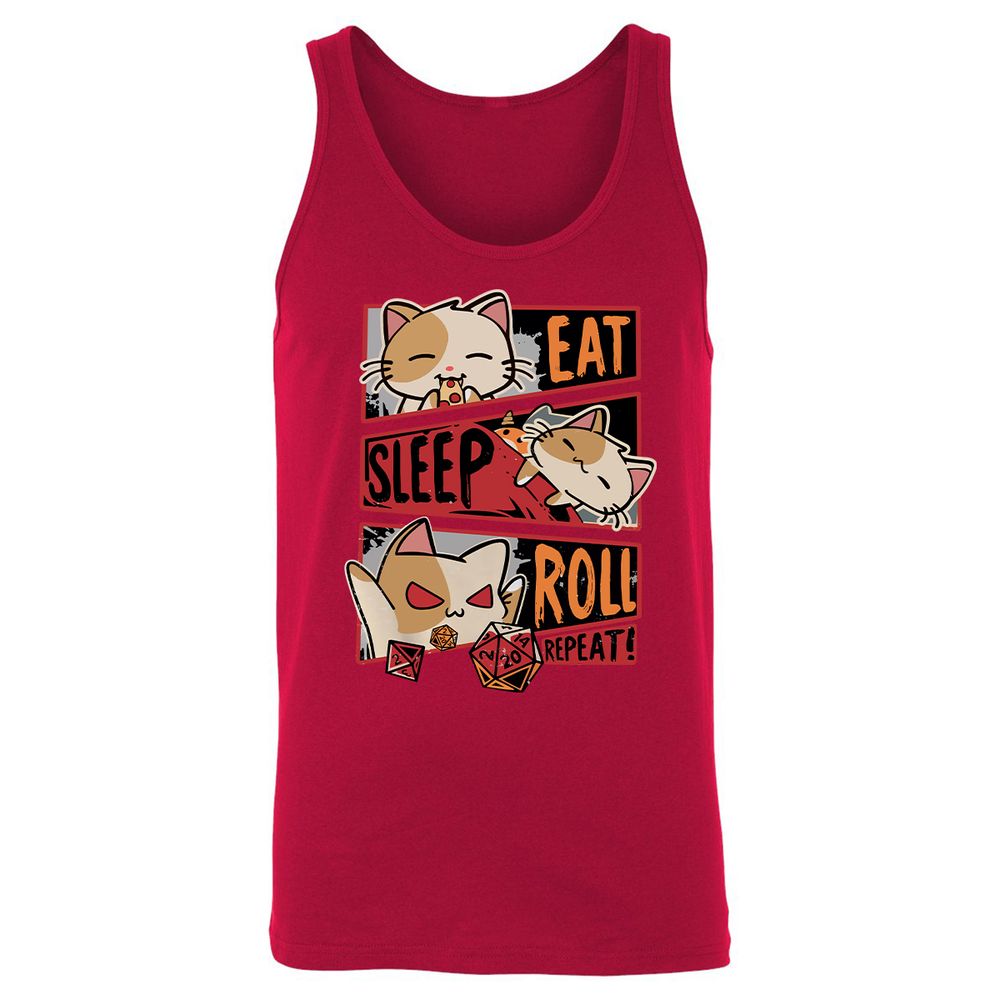 Eat Sleep Roll Repeat Unisex Jersey Tank - Red - 11