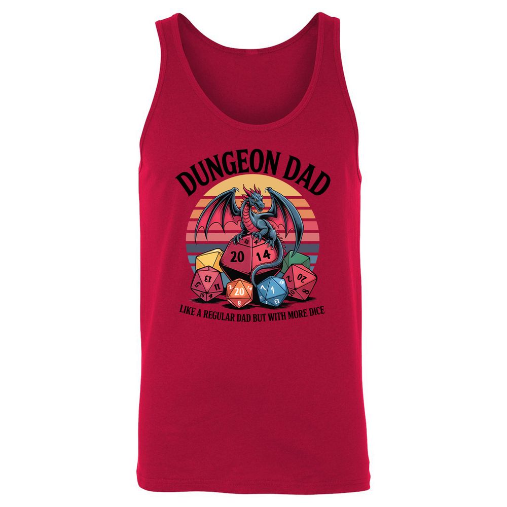 Dungeon Dad With More Dice Unisex Jersey Tank - Red - 11