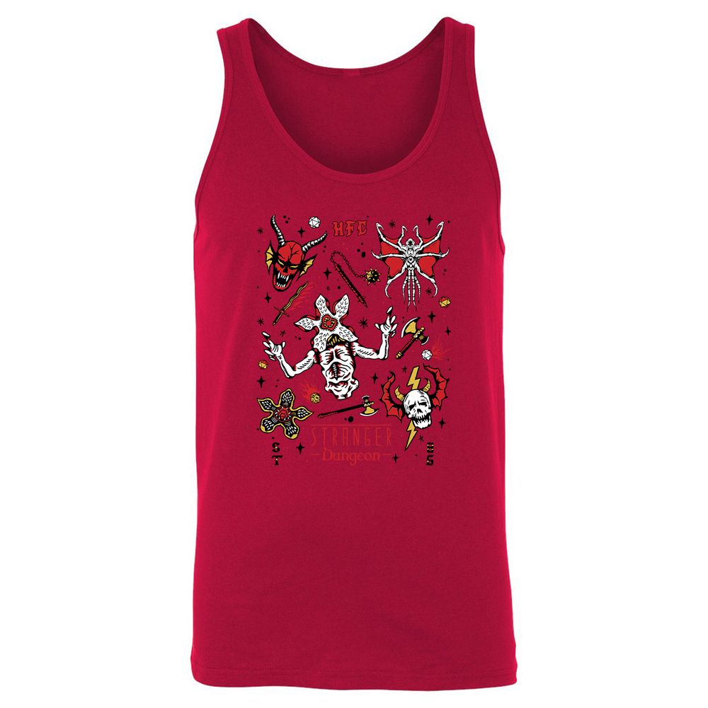 STRANGER DUNGEON Unisex Jersey Tank - Red - 11