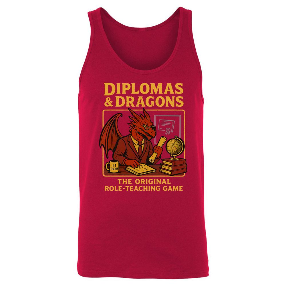 Diplomas & Dragons Unisex Jersey Tank - Red - 11
