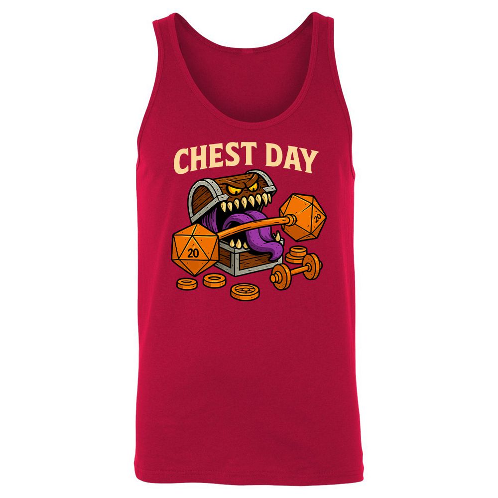 Chest Day Unisex Jersey Tank - Red - 11