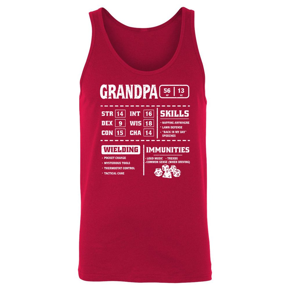 Grandpa Stats 2 Unisex Jersey Tank - Red - 11
