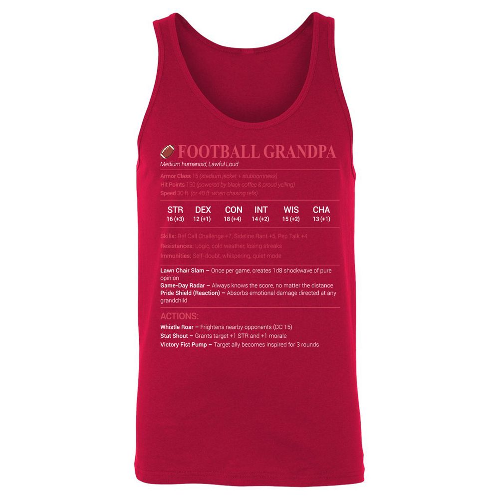 Football Grandpa Unisex Jersey Tank - Red - 11