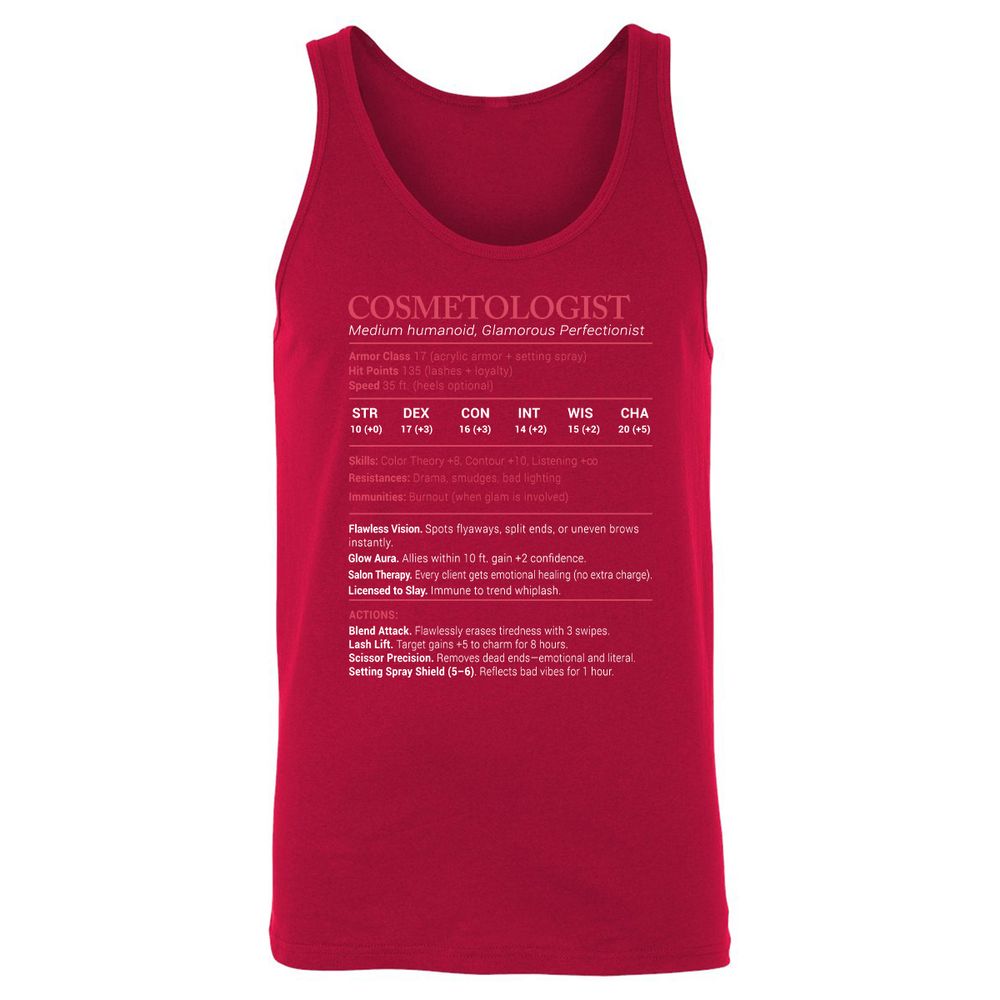 Cosmetologist Stats Unisex Jersey Tank - Red - 11