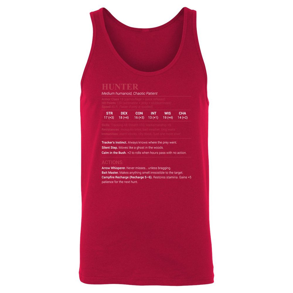 Hunter Stats Unisex Jersey Tank - Red - 11