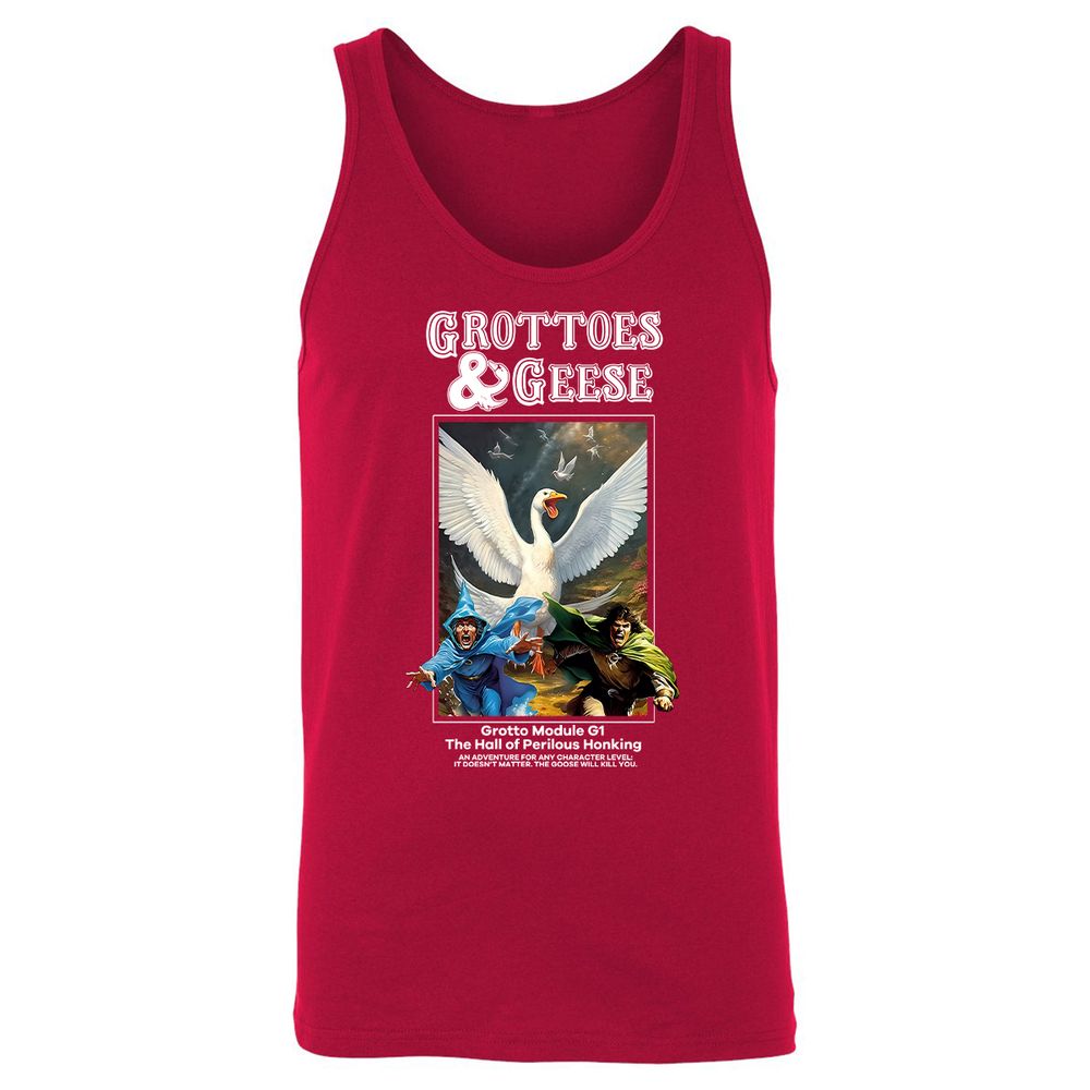 Grottoes & Geese Unisex Jersey Tank - Red - 11