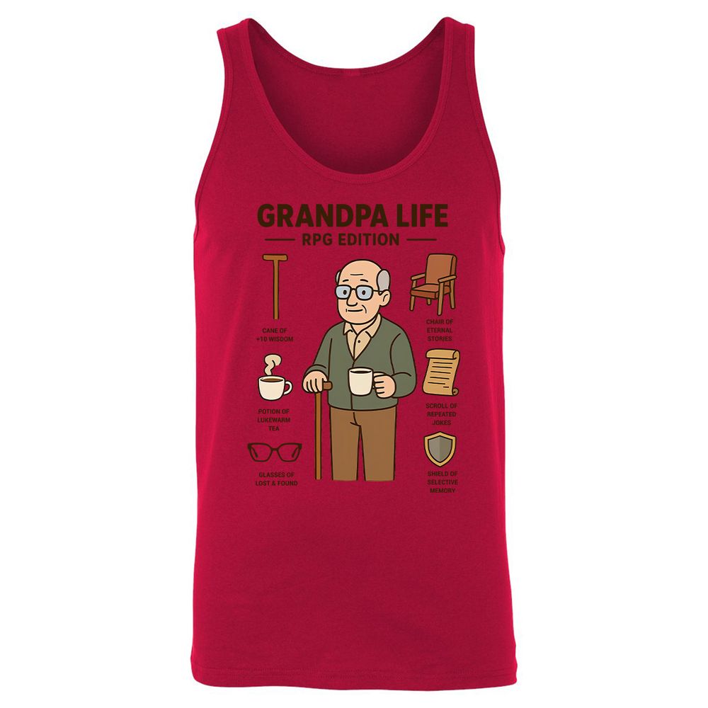 Grandpa Life RPG Edition Unisex Jersey Tank - Red - 11