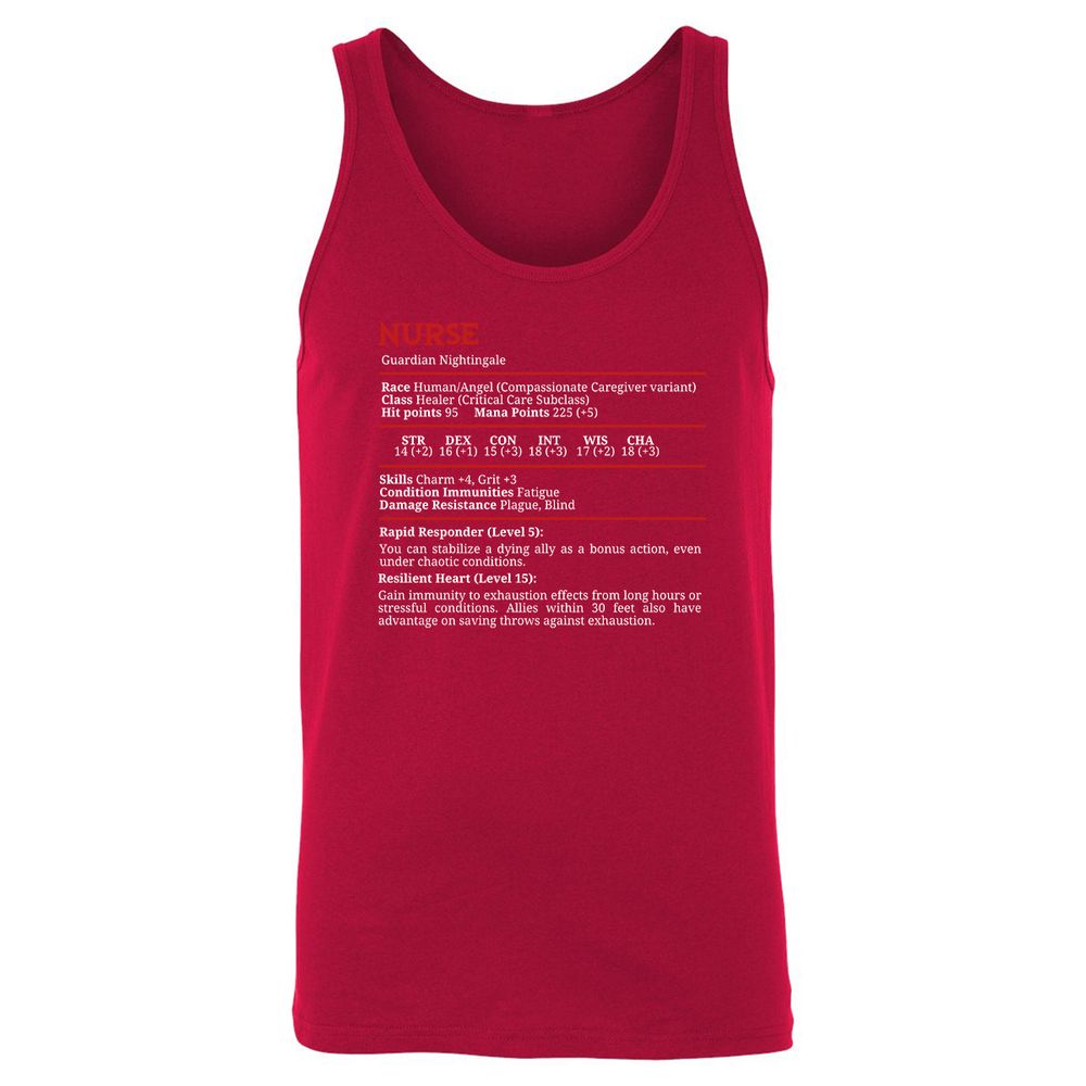 Nurse Stats Unisex Jersey Tank - Red - 11