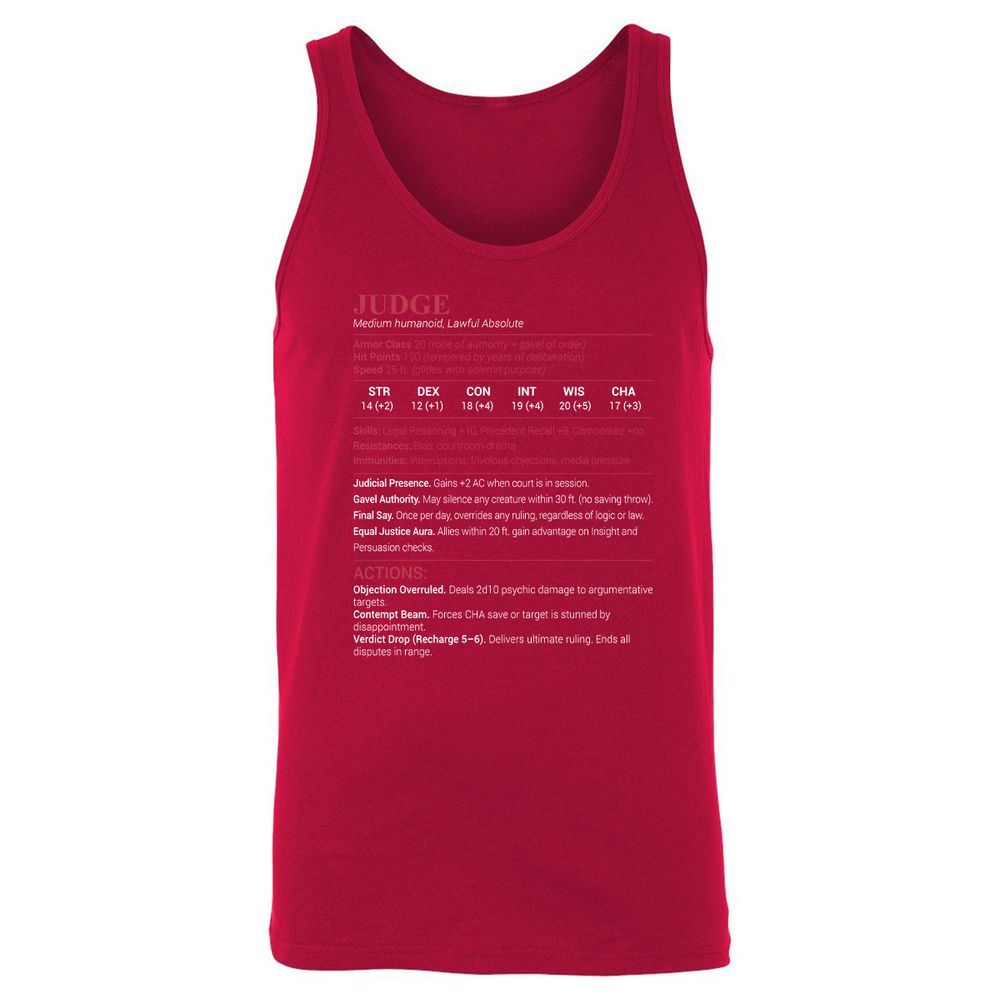 Judge Stats Unisex Jersey Tank - Red - 11