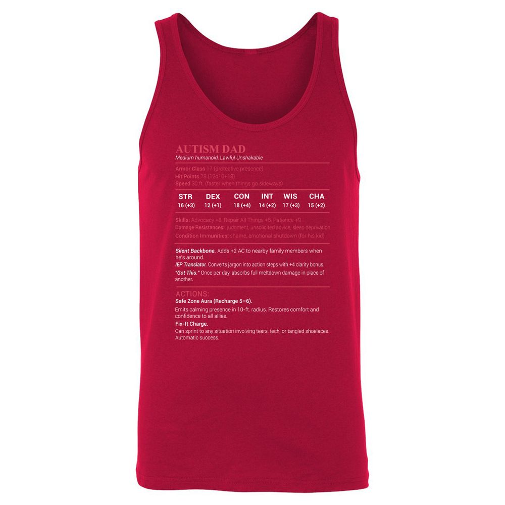 Autism Dad Unisex Jersey Tank - Red - 11