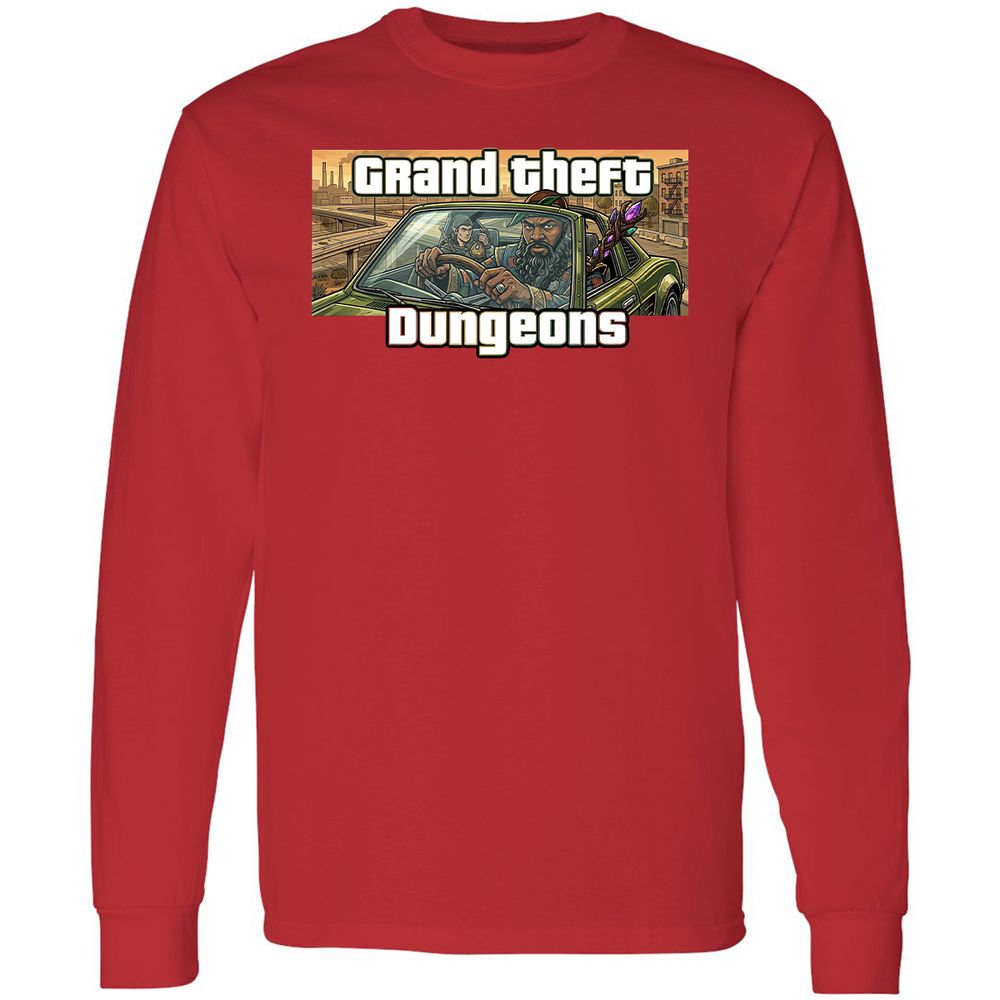 Grand Theft Dungeons Long Sleeve T-Shirt - Red - 11