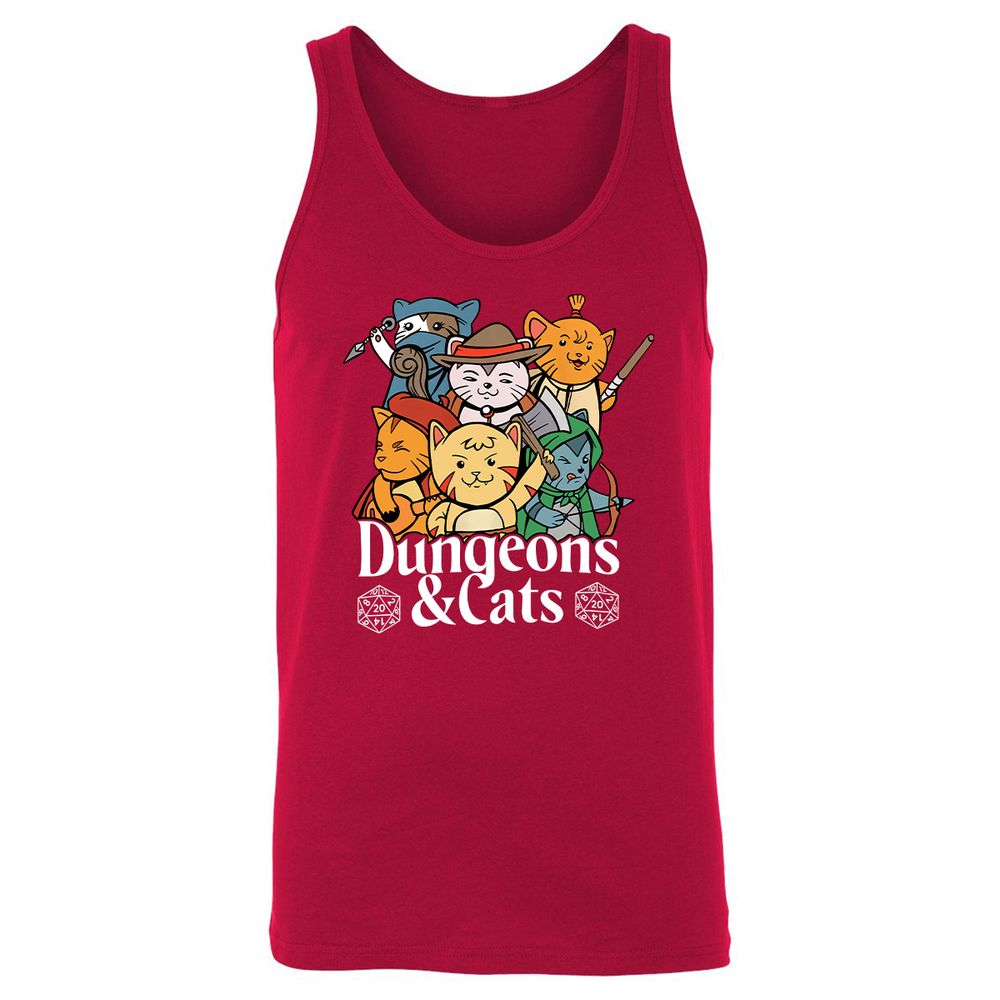 Dungeons & Cats Unisex Jersey Tank - Red - 11