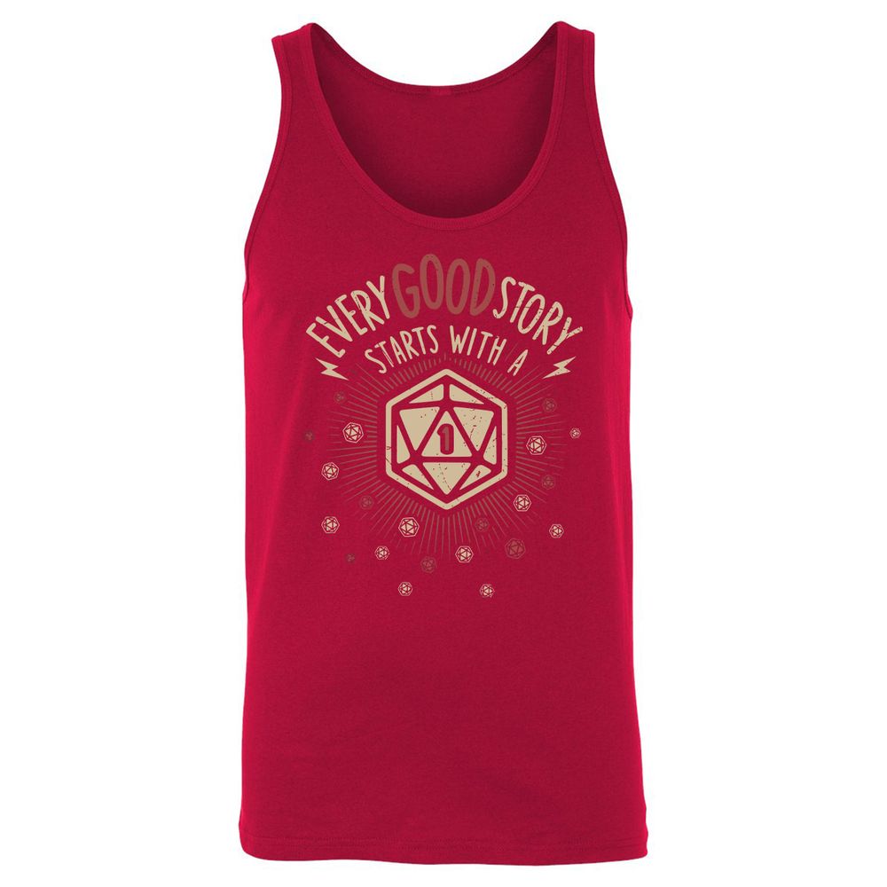 Good Story Starts With A 1 Unisex Jersey Tank - Red - 11