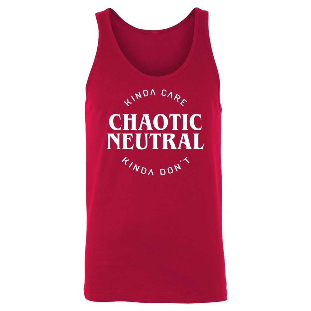Chaotic Neutral Alignment Kinda Care Kinda Don't Unisex Jersey Tank - Red - 11