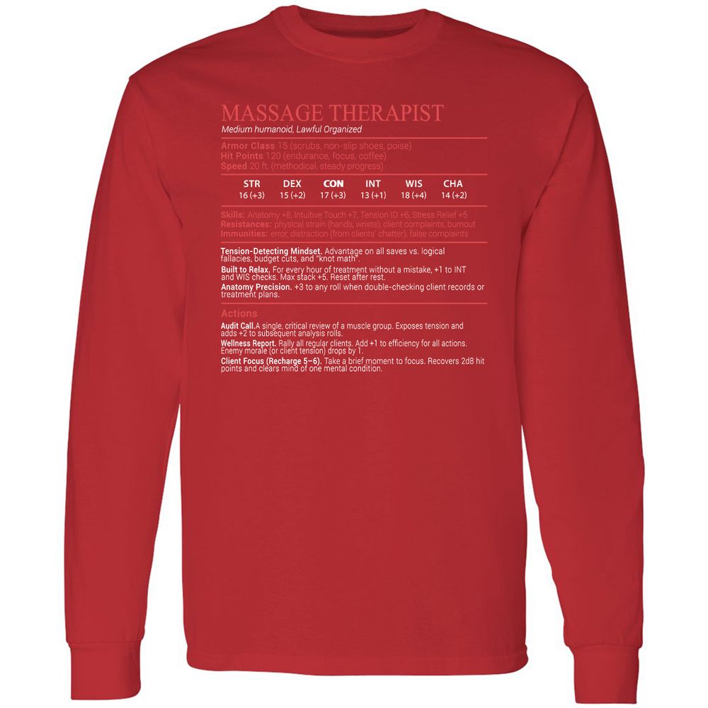 Massage Therapist Stats Block - Red - 11