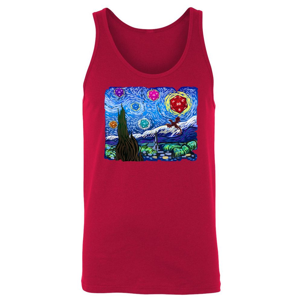 Dragon Starry Night Unisex Jersey Tank - Red - 11