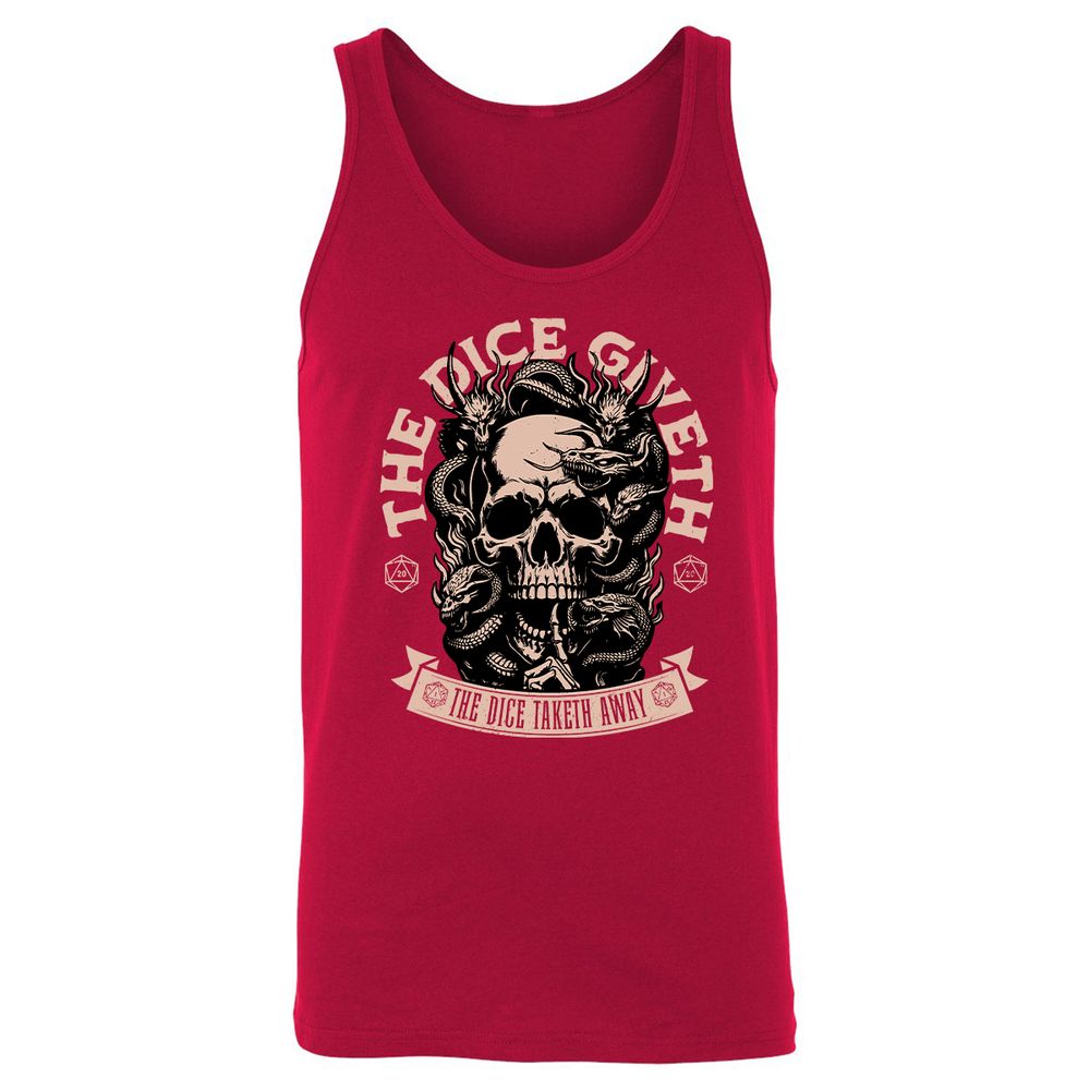 The Dice Giveth The Dice Taketh Away Unisex Jersey Tank - Red - 11
