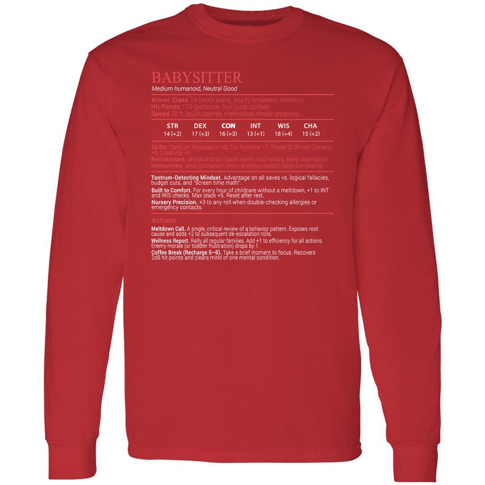 Baby Sitter Stats Block - Red - 11