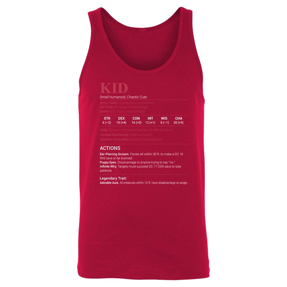 Kid Stats Unisex Jersey Tank - Red - 11