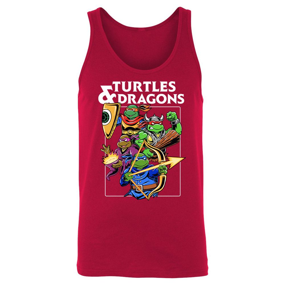 Turtles & Dragons Unisex Jersey Tank - Red - 11