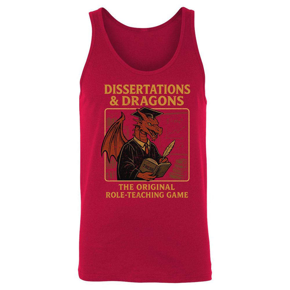 Disserations & Dragons Unisex Jersey Tank - Red - 11