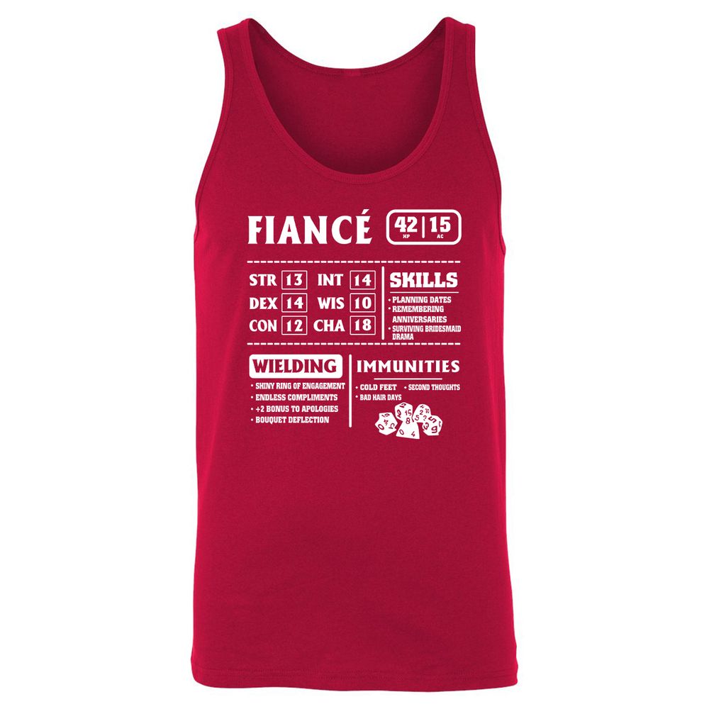 Fiance Stats Unisex Jersey Tank - Red - 11